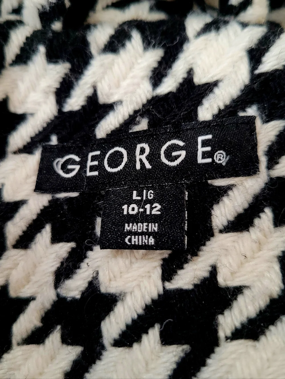 George Girls Black & White Houndstooth Double-Breasted Coat | Size 10-12 - Picture 5 of 7